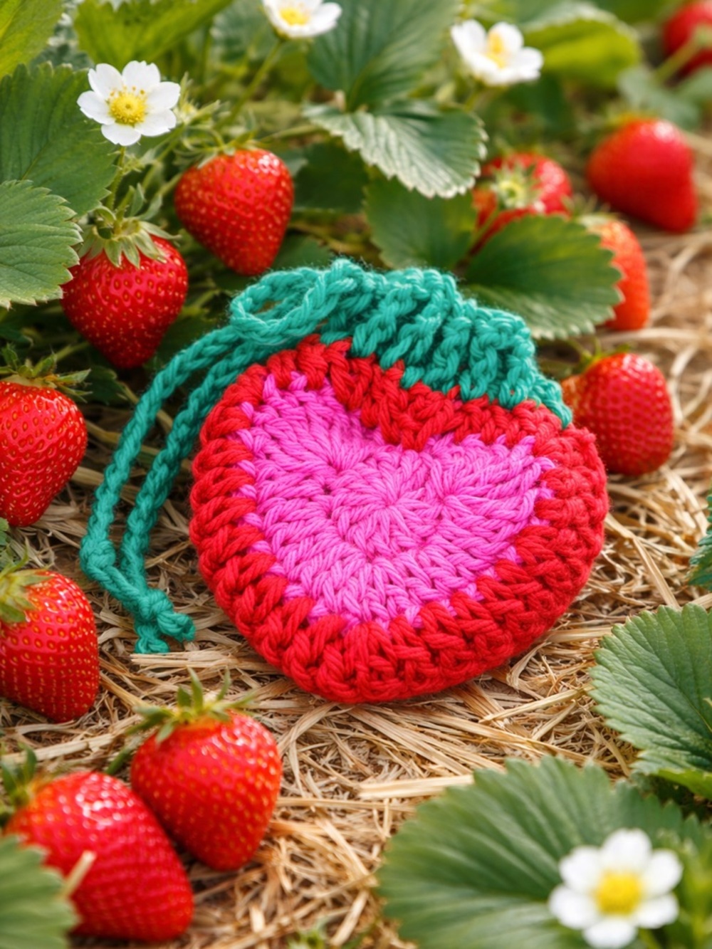 Handmade Crochet Cotton Strawberry Soap Saver